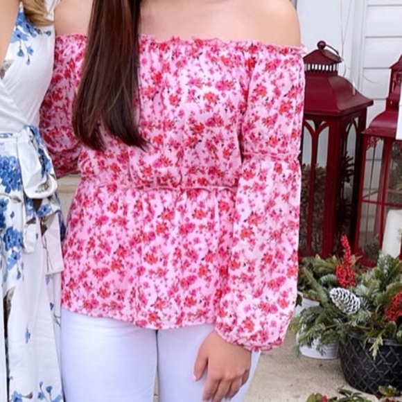 Tops - Pink Lily Off the shoulder Floral Top